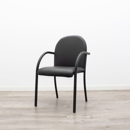 Silla confidente tapizado napel negro estructura aluminio negra