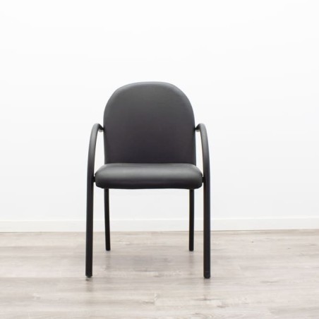 Silla confidente tapizado napel negro estructura aluminio negra
