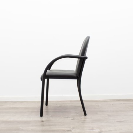 Silla confidente tapizado napel negro estructura aluminio negra