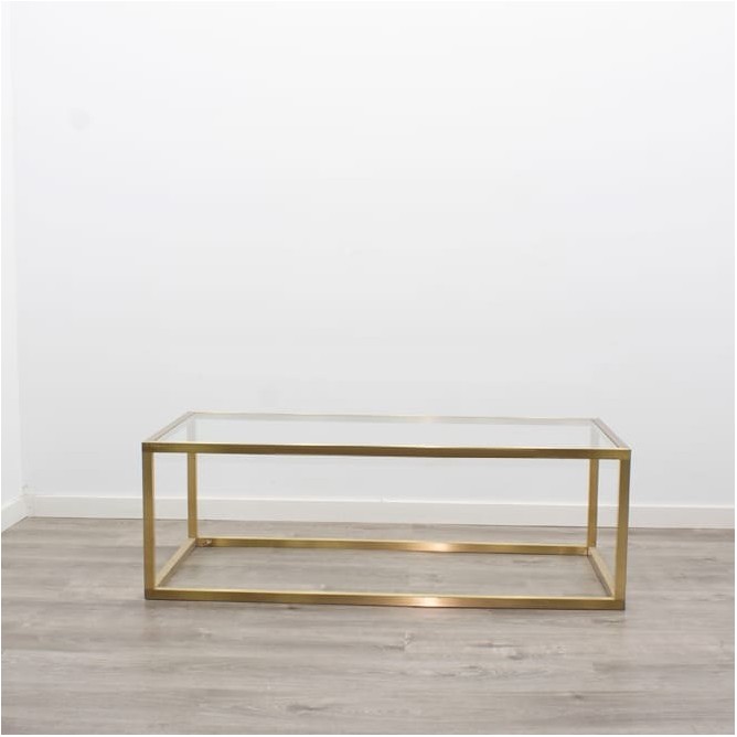 Mesa baja centro dorada y de cristal de 120cm