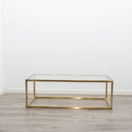 Mesa baja centro dorada y de cristal de 120cm