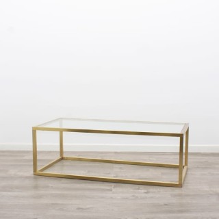 Mesa baja centro dorada y de cristal de 120cm 2