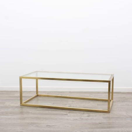 Mesa baja centro dorada y de cristal de 120cm