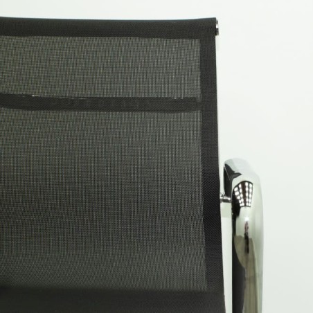 Silla confidente base patín respaldo de rejilla y cromada
