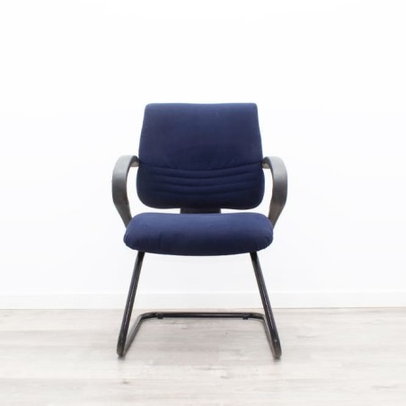 Silla confidente azul marino base patín