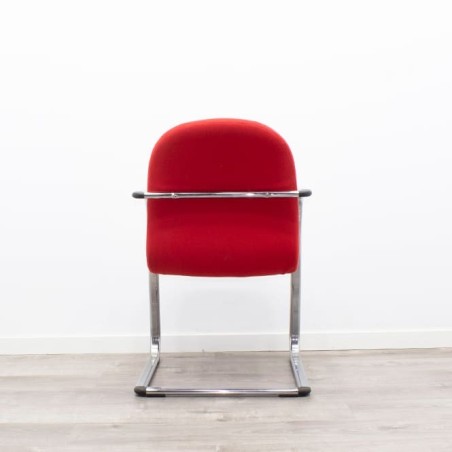 Silla confidente roja base patín cromada