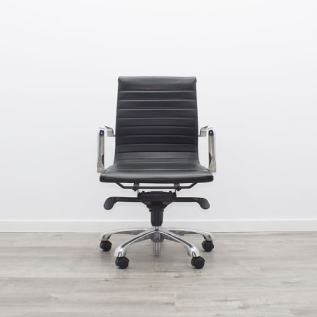 Silla operativa piel negro brazos fijos
