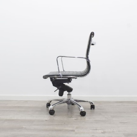 Silla operativa piel negro brazos fijos