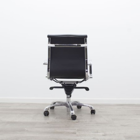 Silla operativa piel negro brazos fijos