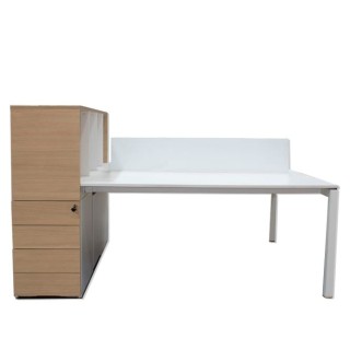 Bench de 2 o 4 puestos con mueble en roble y blanco 2