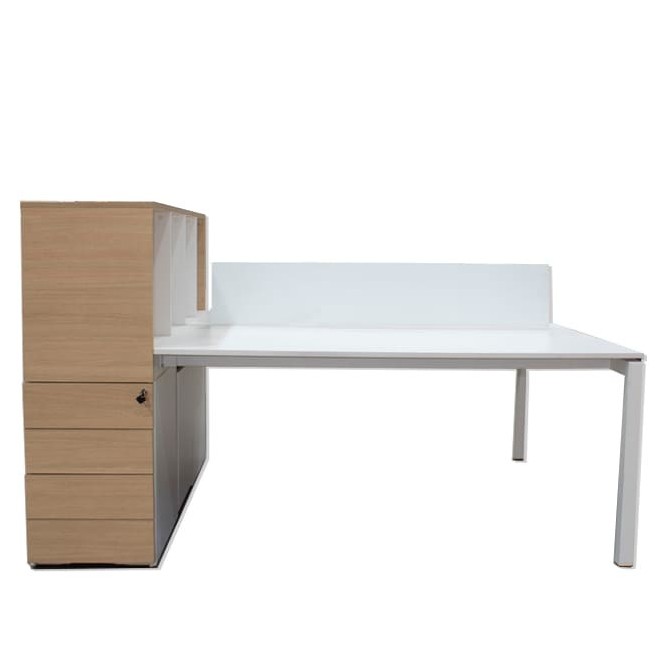 Bench de 2 o 4 puestos con mueble en roble y blanco