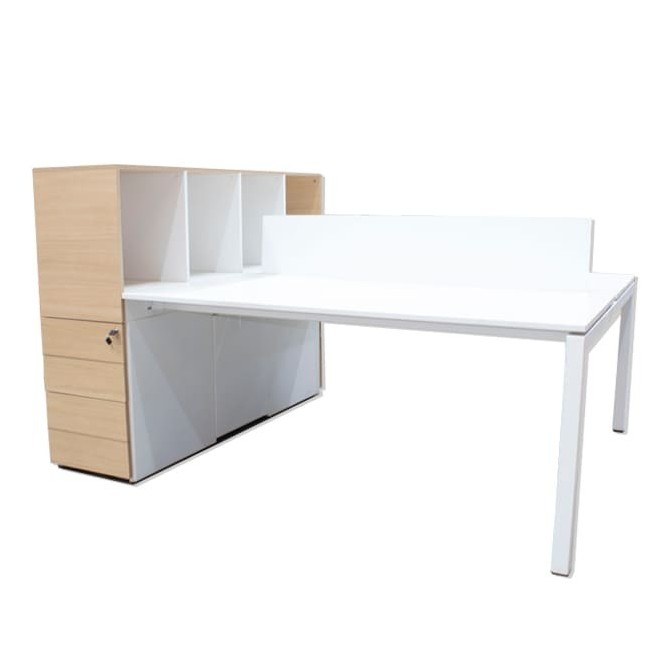 Bench de 2 o 4 puestos con mueble en roble y blanco
