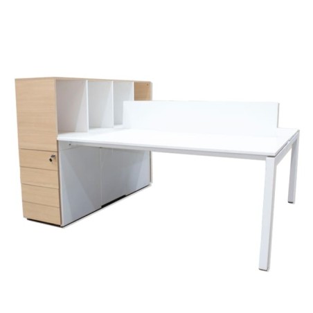 Bench de 2 o 4 puestos con mueble en roble y blanco