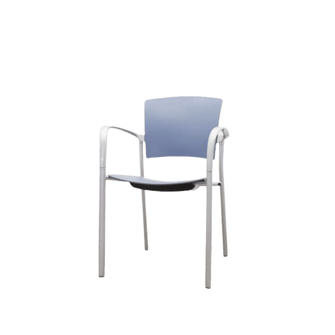 Silla colectividad ENEA azul con brazos estructura gris