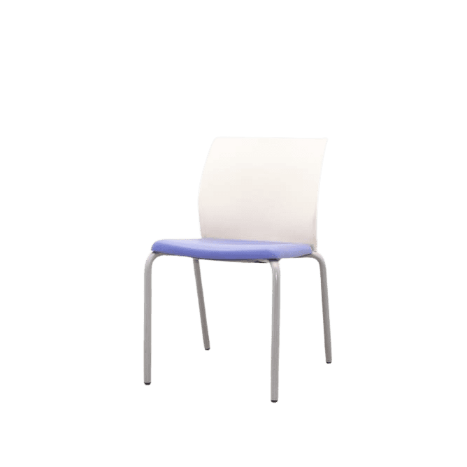 Silla colectividad Steelcase asiento morado respaldo blanco sin brazos