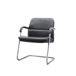 Silla confidente en piel con brazos y base patín