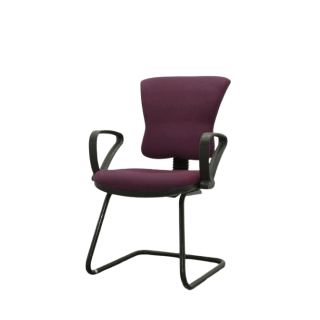 Silla confidente granate base patín estructura negra con brazos 2