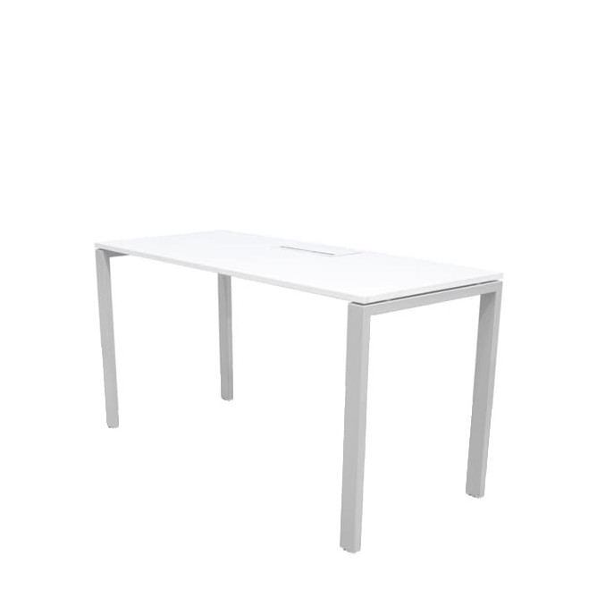 Mesa Operativa tapa melamina blanca con estructura metálica