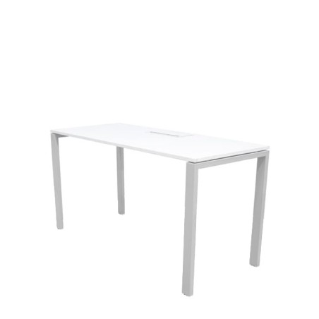 Mesa Operativa tapa melamina blanca con estructura metálica
