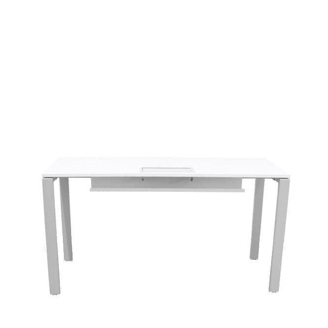 Mesa Operativa tapa melamina blanca con estructura metálica