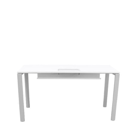 Mesa Operativa tapa melamina blanca con estructura metálica