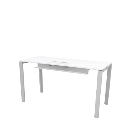 Mesa Operativa tapa melamina blanca con estructura metálica