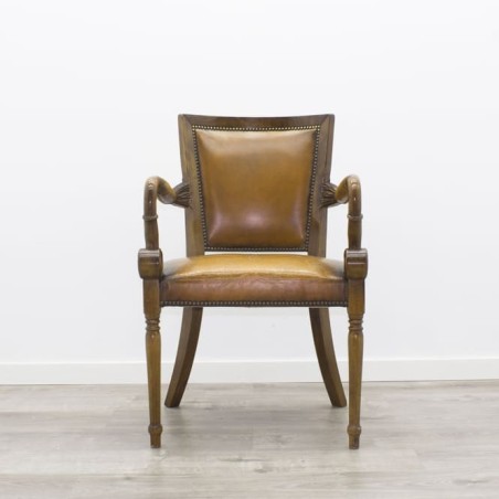 Sillón fijo de madera en piel valenti