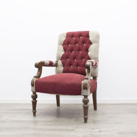 Sillón rojo y gris con brazos