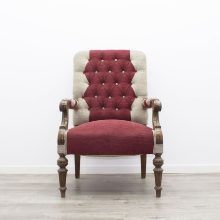 Sillón rojo y gris con brazos