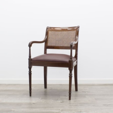 Silla fija con rejilla en napel burdeos caoba