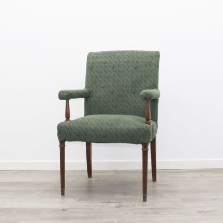 Sillón fijo en terciopelo verde con brazos