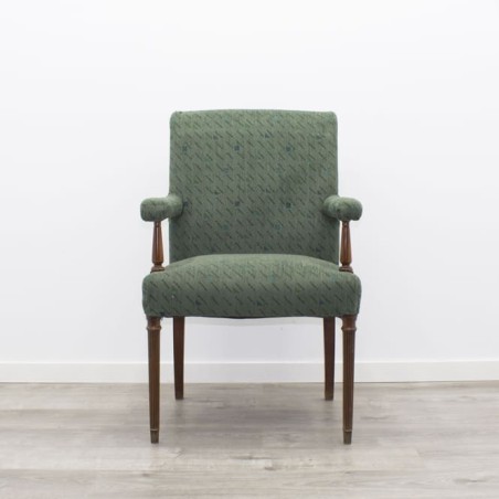 Sillón fijo en terciopelo verde con brazos