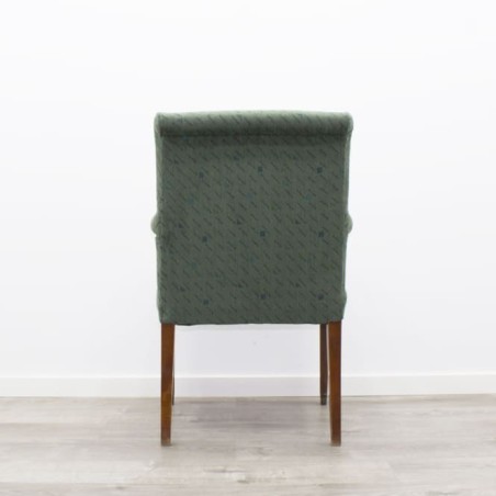 Sillón fijo en terciopelo verde con brazos