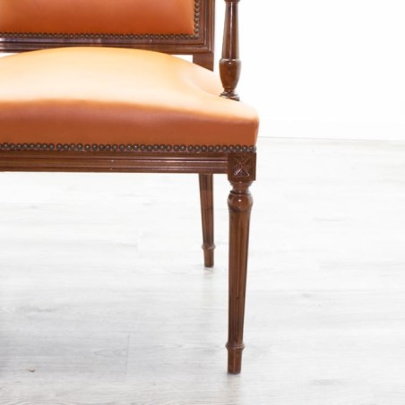 Sillón clásico en piel habana