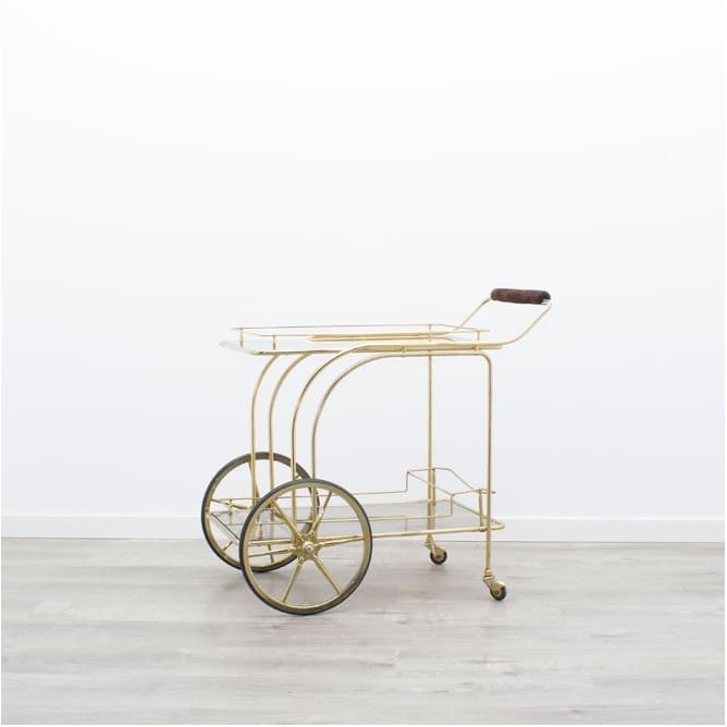 Mesa carrito bar con ruedas en dorado