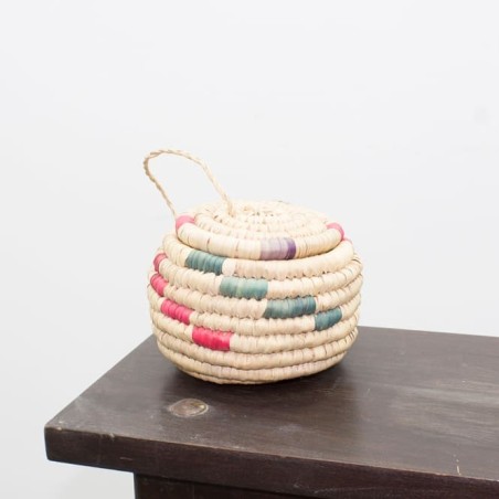 Conjunto de cesta y bombonera de mimbre