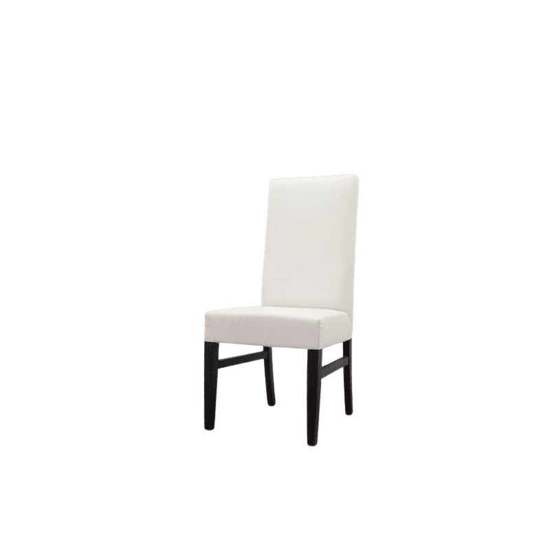 Silla de madera con tapicería blanca