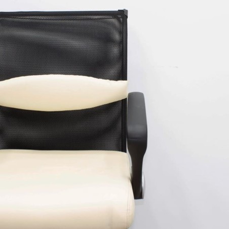 Silla confidente asiento en piel beige